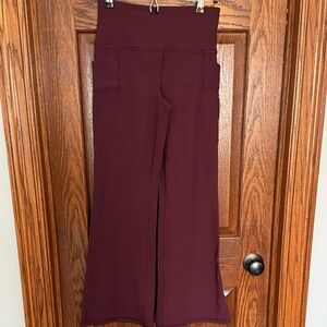 Athleta Salutation Rib Flare Pants in Burgundy